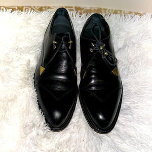 Men's David Eden Oxfords Dress Shoes Size 12 Black Full Genuine Leather Italy